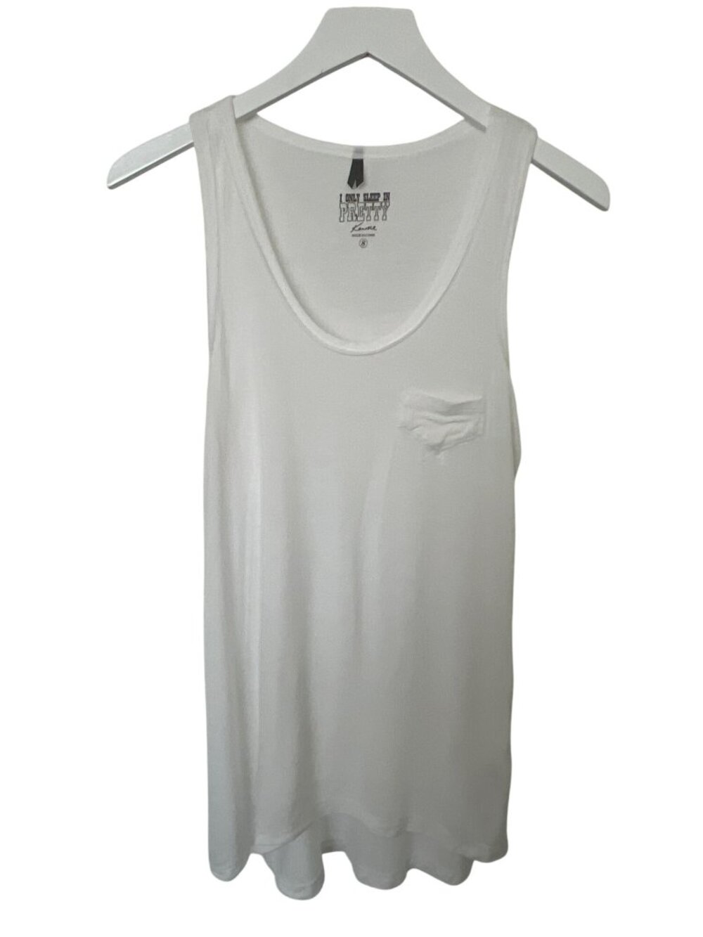 Kensie White Lounge Tank Top With Pocket
